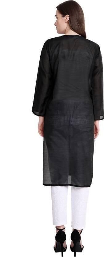 Women Chikan Embroidery Straight Kurta